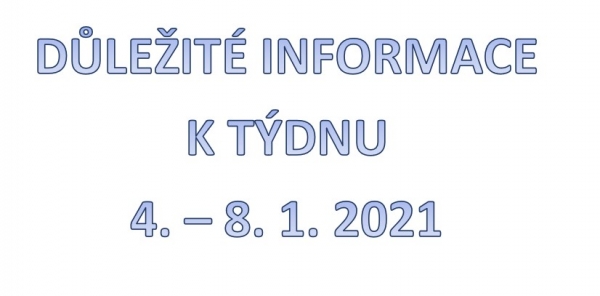 Organizace vyučování, školní družiny a vydávání obědů 4. - 8. 1. 2021
